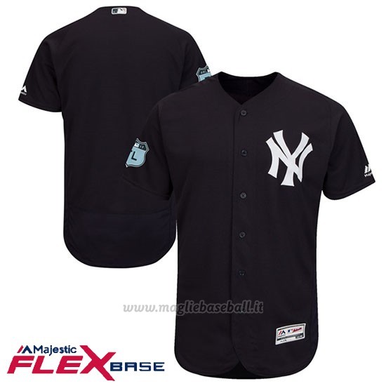 Maglia Baseball Uomo New York Yankees New York Blu 2017 Allenamento Primaverile Flex Base